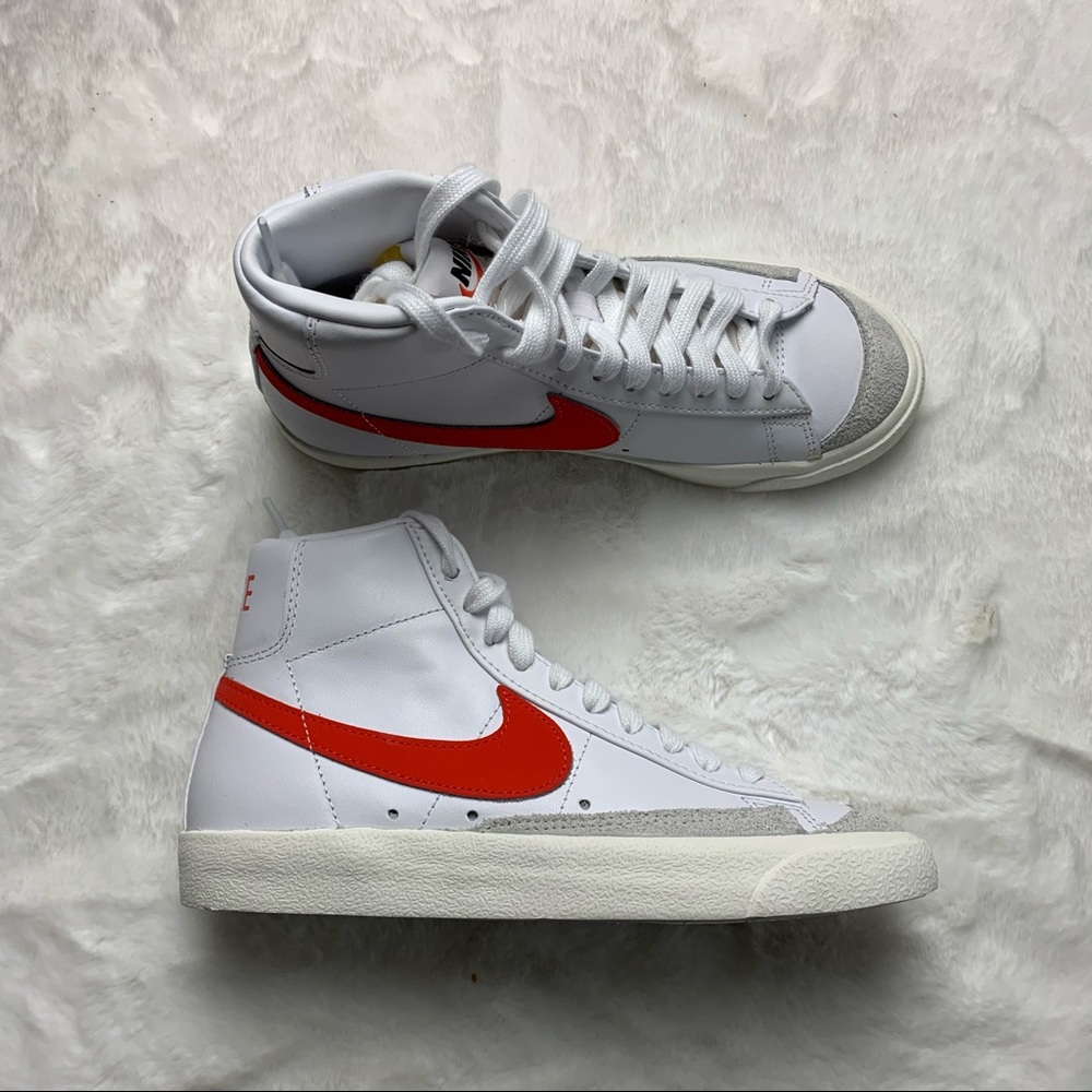 Nike Women's White & Red High-Top Sneakers